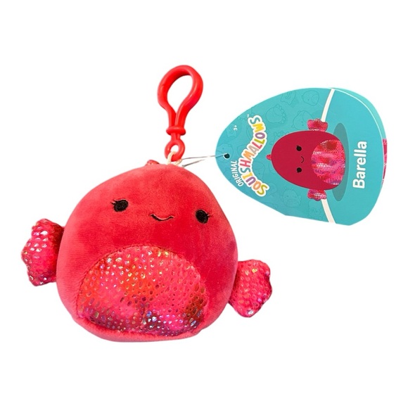NEW Squishmallow  3.5” clip-On Barella The Beta Fish, Small, Red plush kids - Picture 3 of 6